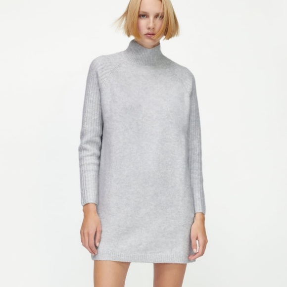 zara high collar knit dress ZARA WOMAN HIGH NECK LONG LIMITED EDITION KNIT DRESS BLACK 6873/160 NEW  FW20 M